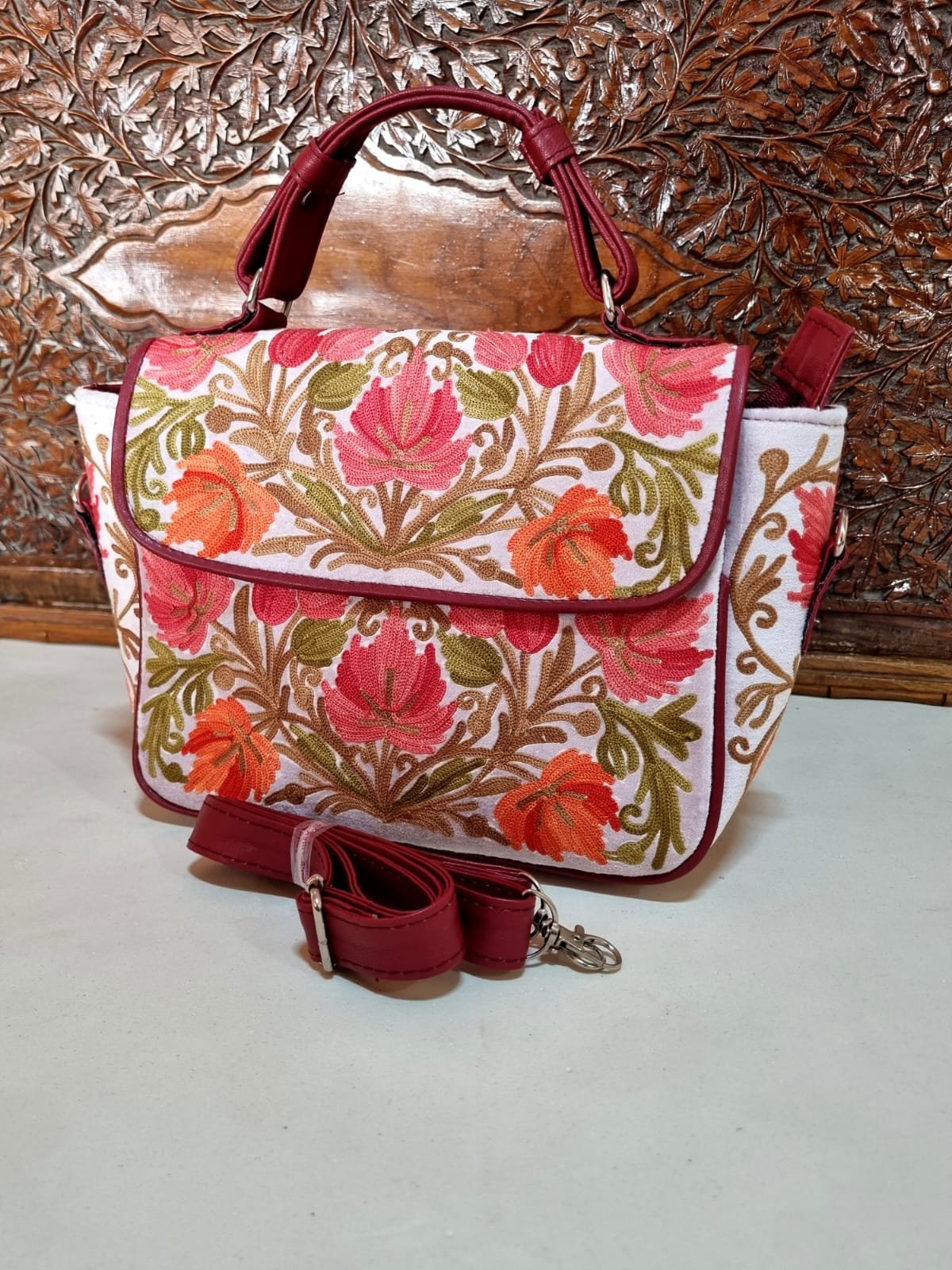 Handmade Kashmiri Embroidery Pure Leather Pouch - Bags - Handbag - Clutch -  Purse - UDesigns - YouTube