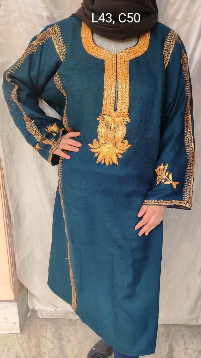 Raffal Pherans with Golden Tilla work - Kashmir Online Shopping