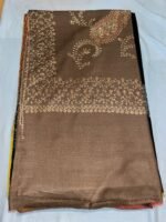 Brown Semi Pashmina Kashmiri Shawl, Doordaar Embroidery Work