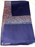 Semi Pashmina Kashmiri Shawl Navy Blue, Doordar Embroidery Work