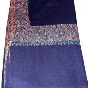 Semi Pashmina Kashmiri Shawl Navy Blue, Doordar Embroidery Work