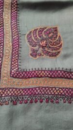 Basic Color Semi Pashmina Kashmiri Shawl, Doordaar Embroidery Work