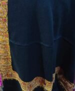 Black Semi Pashmina Kashmiri Shawl, Doordaar Embroidery Work