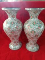 Floral Papier Mache Vase in White Background