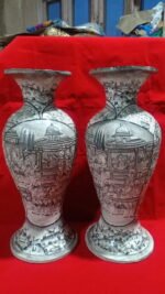 Mughal Courtroom 20 Inch Papier Mache Vase Pair