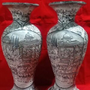 Mughal Courtroom 20 Inch Papier Mache Vase Pair