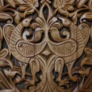 brown wooden tribal carved wall decor