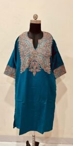 Cashmilon Embroidery Pheran in Light Blue Colour