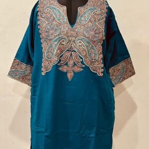 Cashmilon Embroidery Pheran in Light Blue Colour