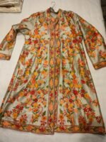 Almond Color Kashmiri Jacket with Allover Floral Work in Silk