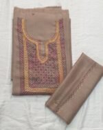 Luxurious 3 Pc Sonzi embroidery and intricate Tilla work Beige Suit