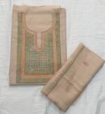 Luxurious 3 Pc Sonzi embroidery and intricate Tilla work Buff Suit
