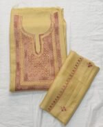 Luxurious 3 Pc Sonzi embroidery and intricate Tilla work Buff Yellow Suit