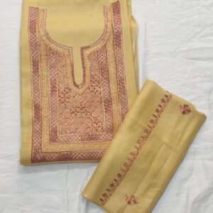 Luxurious 3 Pc Sonzi embroidery and intricate Tilla work Buff Yellow Suit