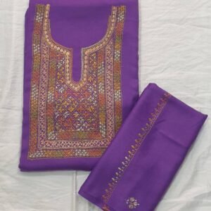 Luxurious 3 Pc Sonzi embroidery and intricate Tilla work Purple Suit