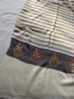 Tilla Work Semi Pashmina Shawl in Beige Colour