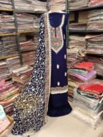 Kashmiri 3-Piece Georgette Suit Royal Blue