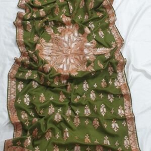 Premium Tusha-Pashmina Stole with Intricate Tilla Work & Traditional Jamawar Design #4